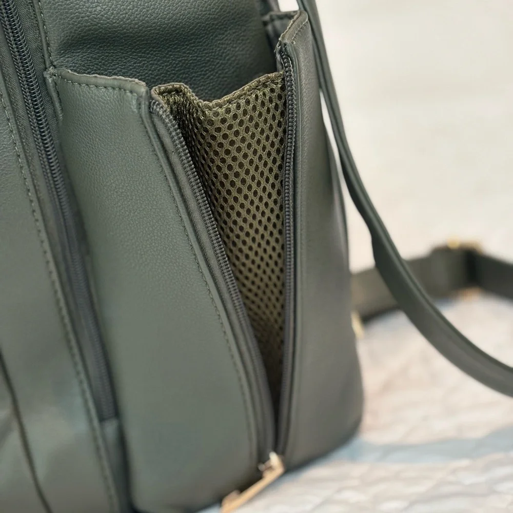 Convertible Dark Green Baby Bag Backpack - Stylish Everyday Carry